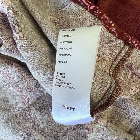 Free People Girl Talk Burgundy Tunic Top Paisley Balloon Sleeves Size XS Boho - Picture 8 of 9